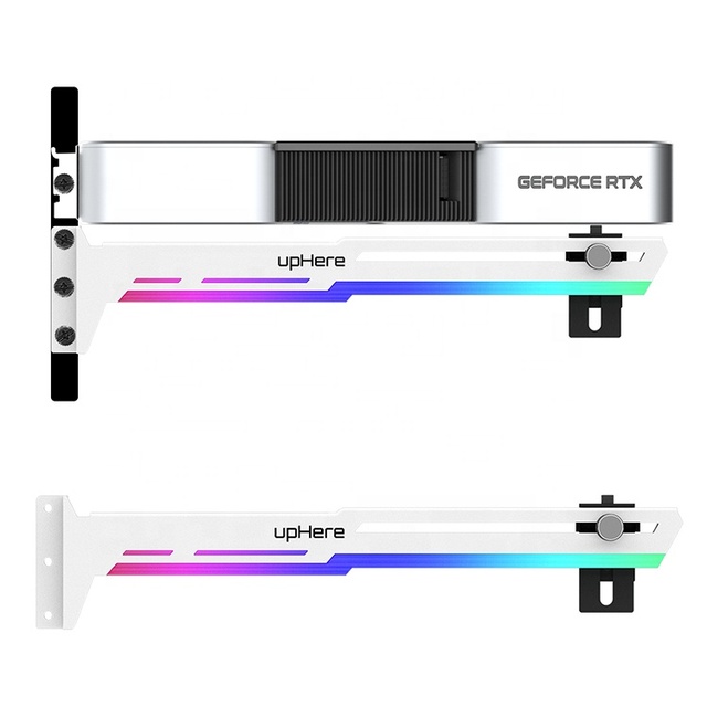 UpHere 5v 3pin ARGB Gpu Bracket Support Graphics Card Anti Sag Bracket Aluminum White Gpu Holder