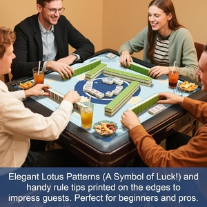Tapis de Mahjong de Luxe en Caoutchouc Bleu Antidérapant et Anti-Bruit de 31,5 x 31,5 Pouces pour le Divertissement - Vente en Gros Usine - Product Image 6