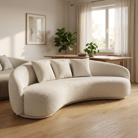 Canapé créatif trois places en cachemire, style nordique moderne minimaliste, forme de noix de cajou, modèle tendance pour salon de beauté