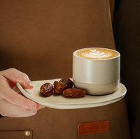 Ensemble créatif de tasse à expresso et soucoupe en céramique, tasse à café sans anse avec assiette à dessert irrégulière, vaisselle minimaliste, cadeau