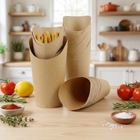 Gobelets à collation en papier kraft brun personnalisables avec logo pour restauration rapide – Durables et réutilisables pour frites et chips
