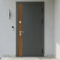 Porte de sécurité moderne à rayures chevron, double face, en acier galvanisé, MDF, serrure à empreintes digitales en option, personnalisable, résistance au feu 1,5 heure