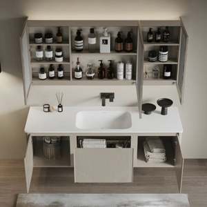 Modern Style Economic <b>Bathroom</b> <b>Cabinet</b> with Artificial Marble Vanity Laminate Option Hinge & Sink Accessories for Apartment Use - Product Image 5