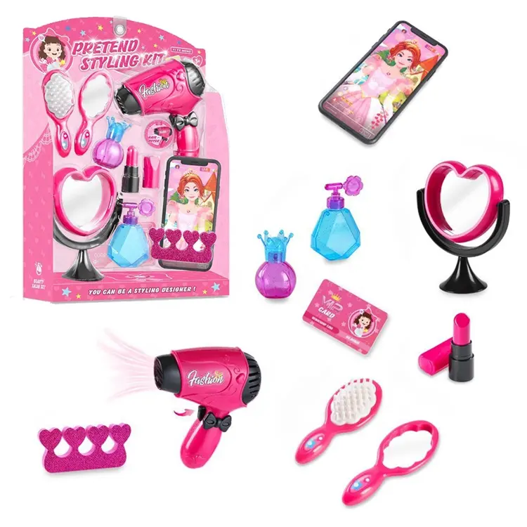 Pretty Girls Dressing Salon Hair Styling Kit Toy Little Princess Dress Up Play Games Toy Kit