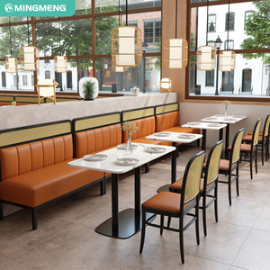 Juego de Mesa y Sillas de Comedor Modernas de Madera Maciza y Cuero PU, Personalizadas para Restaurante, Cafetería, Precio al por Mayor - Product Image 6