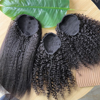 Cheveux humains en gros, cheveux vierges brésiliens, vague profonde, bouclés profonds, raides crépus, longs, à clipser, queue de cheval en cheveux humains à cordon
