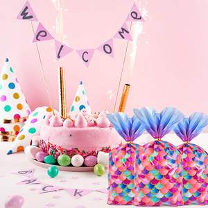 Bolsas <span class=keywords><strong>de</strong></span> plástico <span class=keywords><strong>de</strong></span> celofán <span class=keywords><strong>de</strong></span> sirena <span class=keywords><strong>de</strong></span> diseño único para niña, cumpleaños, fiesta temática del mar, dulces, galletas, aperitivos - Product Image 5