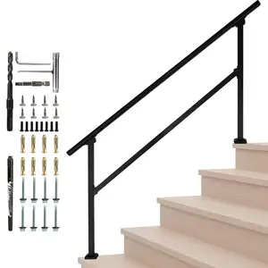 गर्म बिक्री सीढ़ी रेलिंग इनडोर 4-5 कदम रेलिंग फ्लैट ट्यूब आउटडोर सीढ़ी रेलिंग सीढ़ी रेलिंग