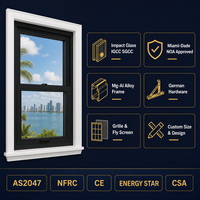 Fenêtre anti-ouragan JUNYAO Factory Miami Dade NOA, verre résistant aux chocs AS2047 CE NFRC, villa, hôtel