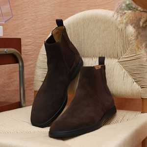 Bottes Chelsea montantes pour hommes, style britannique, bout carré, rehaussantes, décontractées et habillées, respirantes et antidérapantes - Product Image 4