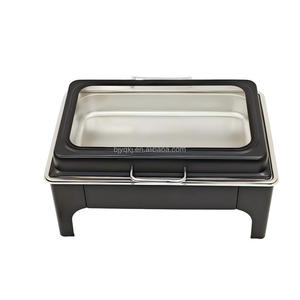 Yuqi Schwarz 9L Hydraulischer Rechteckiger Chafing Dish Buffet Catering Edelstahl Luxus Hotel Speisenwärmer Ofen Dampfheizung - Product Image 5