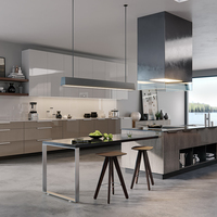 Meubles de cuisine de style moderne sur mesure, îlot de cuisine en contreplaqué, armoires de cuisine pour appartement