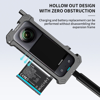 Cadre en alliage d'aluminium à dégagement rapide portable, cage de protection noire, base de sabot froid extensible pour caméra sportive Insta360 OneX3