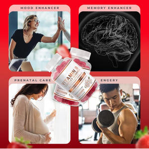 Integratore di Vitamina B Complessa in Gommose per Donne e Uomini, Supporto per Energia, Cervello e Umore, 60 Gommose al Gusto Fragola - Product Image 4