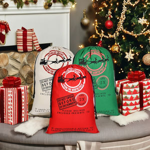 Sacchi regalo all'ingrosso personalizzati in tela di <span class=keywords><strong>Natale</strong></span> gigante <span class=keywords><strong>per</strong></span> decorazioni natalizie - Product Image 6
