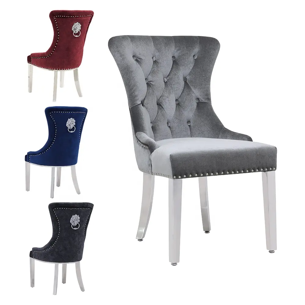 Moderno di lusso mobili per la casa sala da pranzo sedie in acciaio inox gambe di velluto tessuto da pranzo sedie