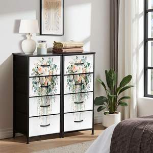 Chèvrefeuille pivoine 4 tiroirs commode tissu fleuri chambre placard organisateur métal et MDF bois décor à la maison meubles en Stock - Product Image 5