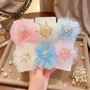 Barrettes à cheveux en métal tendance <span class=keywords><strong>2023</strong></span>, 5 cm, avec paillettes, nœud, pour fête d'anniversaire, couronne en strass, pour enfants - Product Image 1