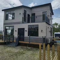 Casa Contenedor Prefabricada de 2 Pisos con Balcón, Casa Modular Expandible y Desmontable para Villa, Resort, Hotel