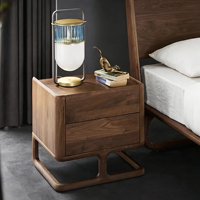 Table de chevet personnalisée en bois massif, 2 tiroirs, style nordique, en bois de cerisier et de noyer, armoire de chambre à coucher