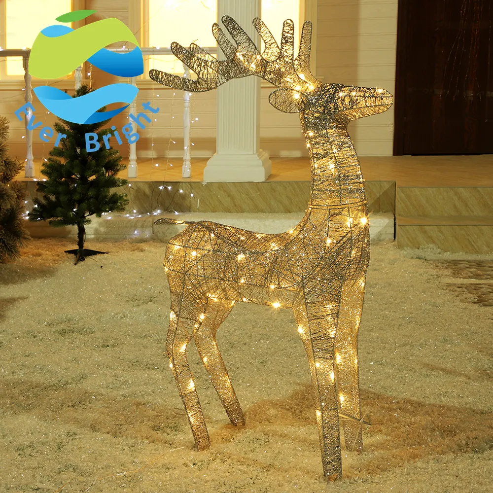Ever Bright 3.7Ft 4.5V 80 LED Christmas Decorations Outdoor Reindeer LED Christmas Lighting Christmas Lights