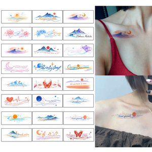 Autocollant de tatouages temporaires colorés <span class=keywords><strong>soleil</strong></span> esthétique, lune, montagnes et rivières <span class=keywords><strong>tatouage</strong></span> étanche pour visage bras jambe - Product Image 6