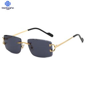 Lunettes de soleil sans monture <span class=keywords><strong>Ka</strong></span> Jia pour femme, décorées en forme de C, style européen et américain, luxe léger, personnalisées - Product Image 6