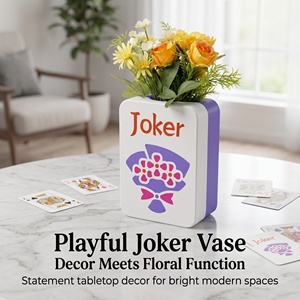 Vase de style carte Joker imprimé en 3D, pot de fleurs créatif, décoration d'intérieur, ornement de bureau - Product Image 1