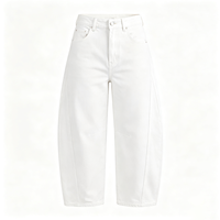 Jean en denim coupe baril courte pour femme, taille mi-haute, jambe fuselée, style décontracté pour le quotidien