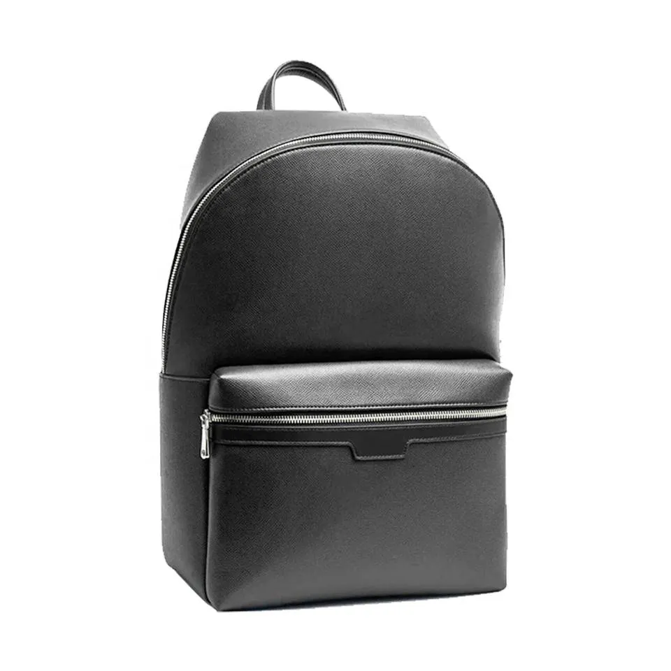 Custom Private Label Men Travel Laptop Bag 13 Inch Black Eco-friendly Vegan Luxury Leather Backpack