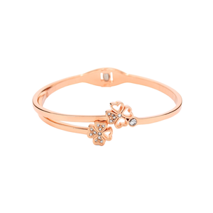 Crystal <b>Bracelet</b> 316L Stainless Steel PVD Gold Plated Four Leaf Clover Design Women's Jewelry - Product Image 2