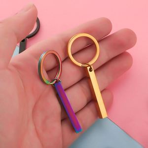 Strip Bar Keychain Blank Stainless Steel Keyring for Promotion <b>Custom</b> Logo 3D Engraving Stamping Rectangle Metal Blank Key Chain - Product Image 5