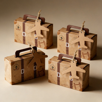 Caja de Regalo Corrugada con Temática de Viajes - Empaque Estilo Maleta de Kraft con Adorno de Avión para Recuerdos