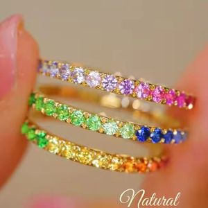 Xinfly 18K Pure Gold Colorful Natural Sapphire <b>Y2K</b> <b>Ring</b> Hot Sale Wedding Jewelry for Engagement Anniversary for Classic Parties - Product Image 1