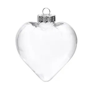 Transparent Christmas glass ornaments Dia8cm Heart-shaped christmas tree decoration