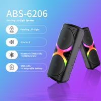 Nouveau Subwoofer Sans Fil ABS6206 – Enceinte Portable pour Fêtes en Extérieur, Karaoké Domestique, Son Surround LED Rechargeable