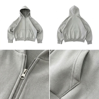 Sudadera con capucha personalizada de lujo, alta calidad, al por mayor, 600 GSM, 100% algodón grueso y pesado, estilo retro, con cremallera, lisa