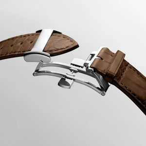 Reloj mecánico automático para hombre, correa de cuero con patrón de cocodrilo, esfera con números romanos, cristal de zafiro, reloj de pulsera con fecha Longinesing - Product Image 6