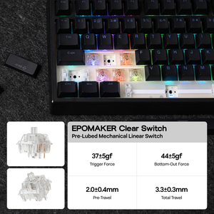 <span class=keywords><strong>Clavier</strong></span> mécanique EPOMAKER G84 triple mode, disposition 75 %, 84 touches, sans fil/Bluetooth/filaire, touches RGB PBT à échange à chaud, pour bureau/jeu - Product Image 6