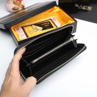 Dompet Kulit Buaya Thailand untuk Pria, Tas Malam Kulit Asli Panjang, Dompet Gaya Bisnis dengan Ritsleting Kepala Buaya, Buatan Cina