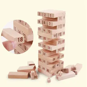 Torre educativa de madera de alta calidad 54 51 48 piezas juegos de mesa Figura bloques de construcción rompecabezas juguete al por mayor