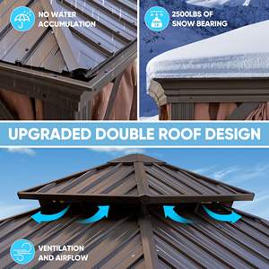 DB Brown Garden <b>Gazebo</b> Easily Assembled Powder Coated Stainless & Plastic Frame Windproof Balcony <b>Pergola</b>/Arbour Single Set - Product Image 3