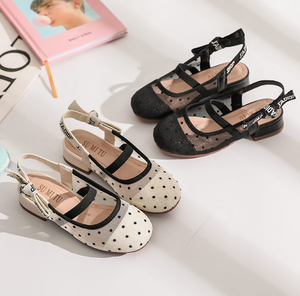 Sandales d'été tendance à pois en maille, sandales princesse à bout fermé pour filles - Product Image 1