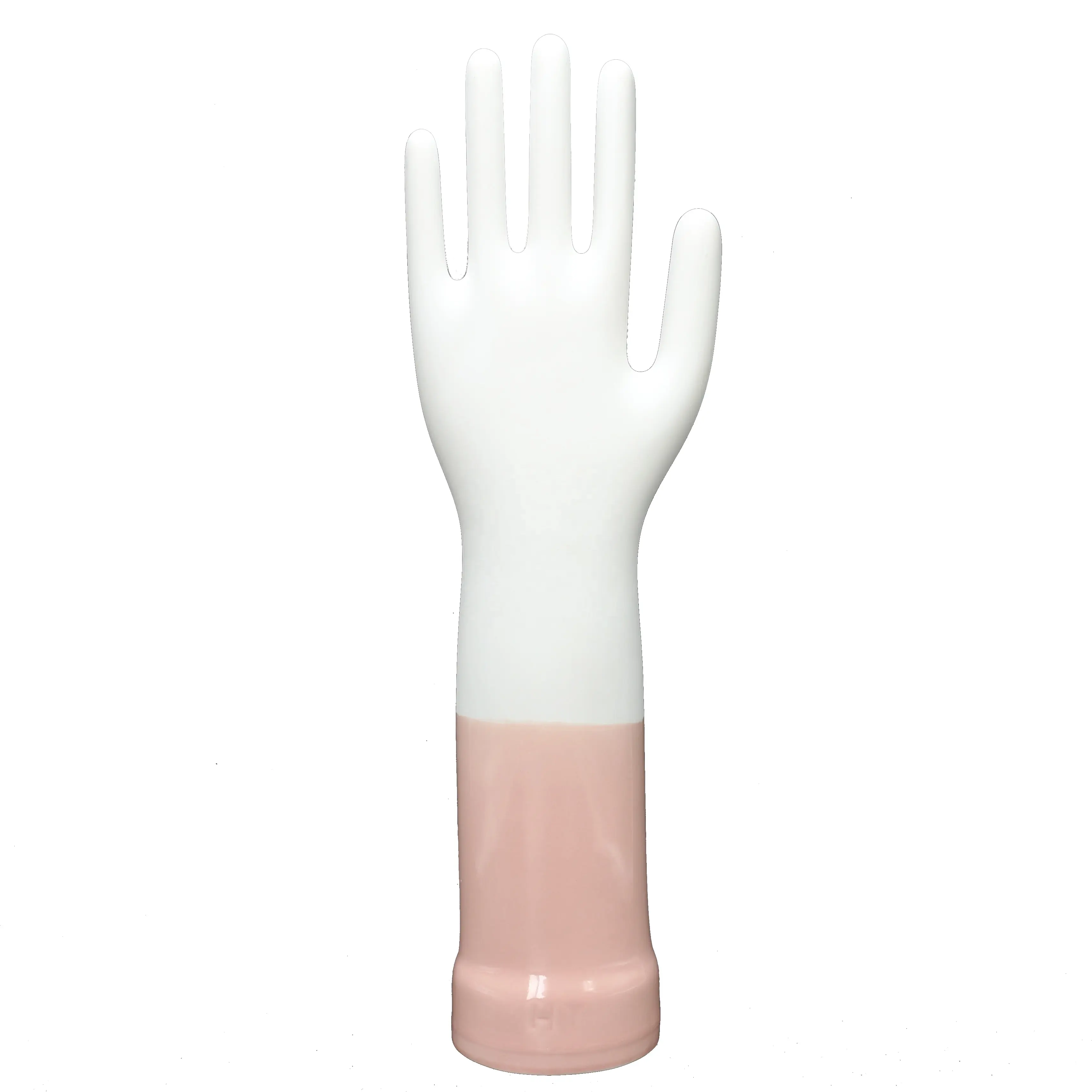 Molde de guante de PVC de cerámica con muñeca gruesa para guante de látex, talla L