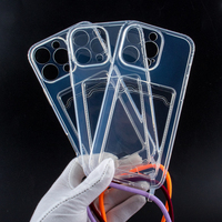 Étui de téléphone porte-carte transparent simple pour iPhone 16 pro max lanière couverture de téléphone portable Anti-chute manchon de protection