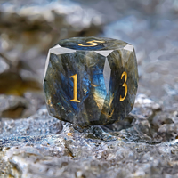 Dés à six faces en labradorite, taille diamant multi-facettes, bords tranchants, grande pierre naturelle polyédrique pour jeux de rôle DND TRPG RPG