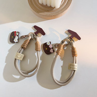 2025 nouveau Style INS tressé court étui de téléphone portable lanière fille arc blanc KT chat pendentif à main bracelet chaîne universelle