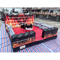 Taureau mécanique gonflable de 5x5m pour enfants et adultes, jeu de fête foraine, défi d'équilibre
