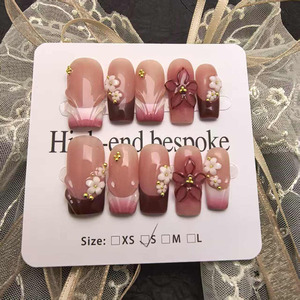 <span class=keywords><strong>Uñas</strong></span> Postizas Francesas al por Mayor, 10 Piezas de <span class=keywords><strong>Uñas</strong></span> <span class=keywords><strong>Acrílicas</strong></span> Hechas a Mano de Alta Calidad, <span class=keywords><strong>Precio</strong></span> de Fábrica - Product Image 2