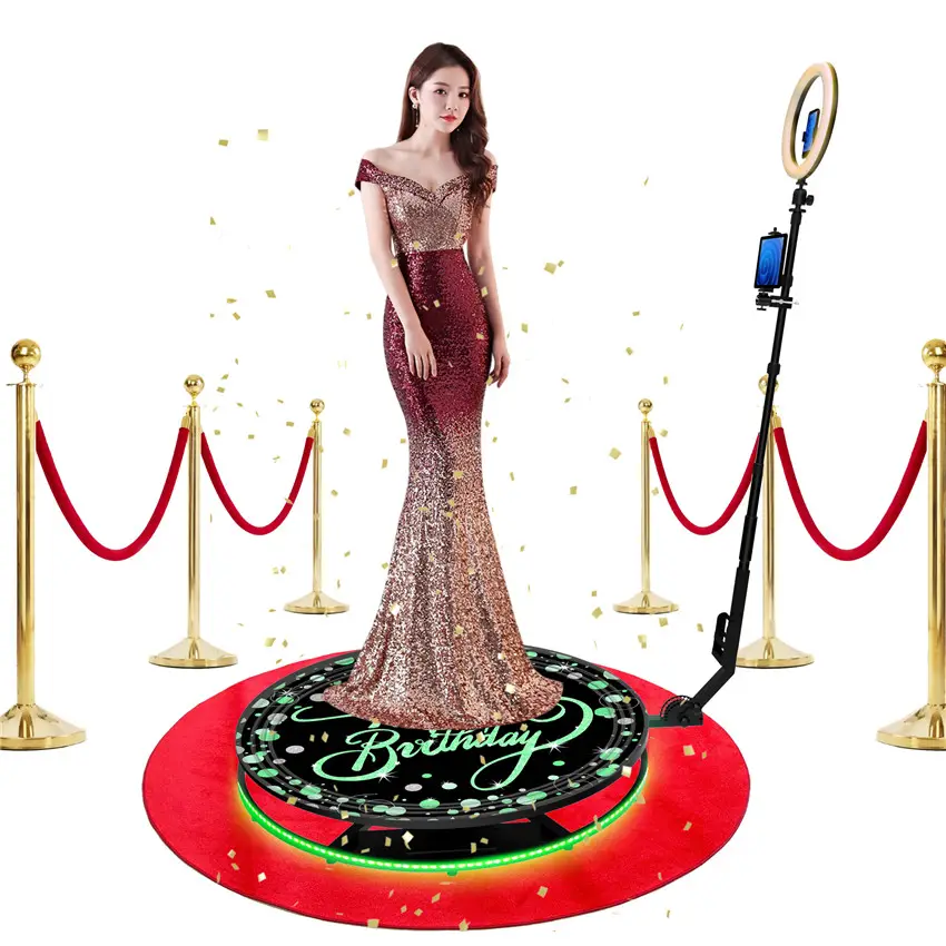 Dropshipping Wedding Social Classic Selfie Slow Motion 360 degree spin camera photo booth with traveling case with ring light